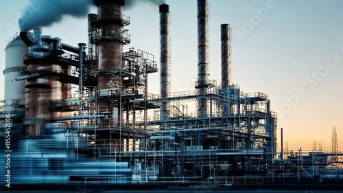 Wallpaper Mural Industrial Plant with Smokestacks and Advanced Machinery Under Twilight Sky Torontodigital.ca