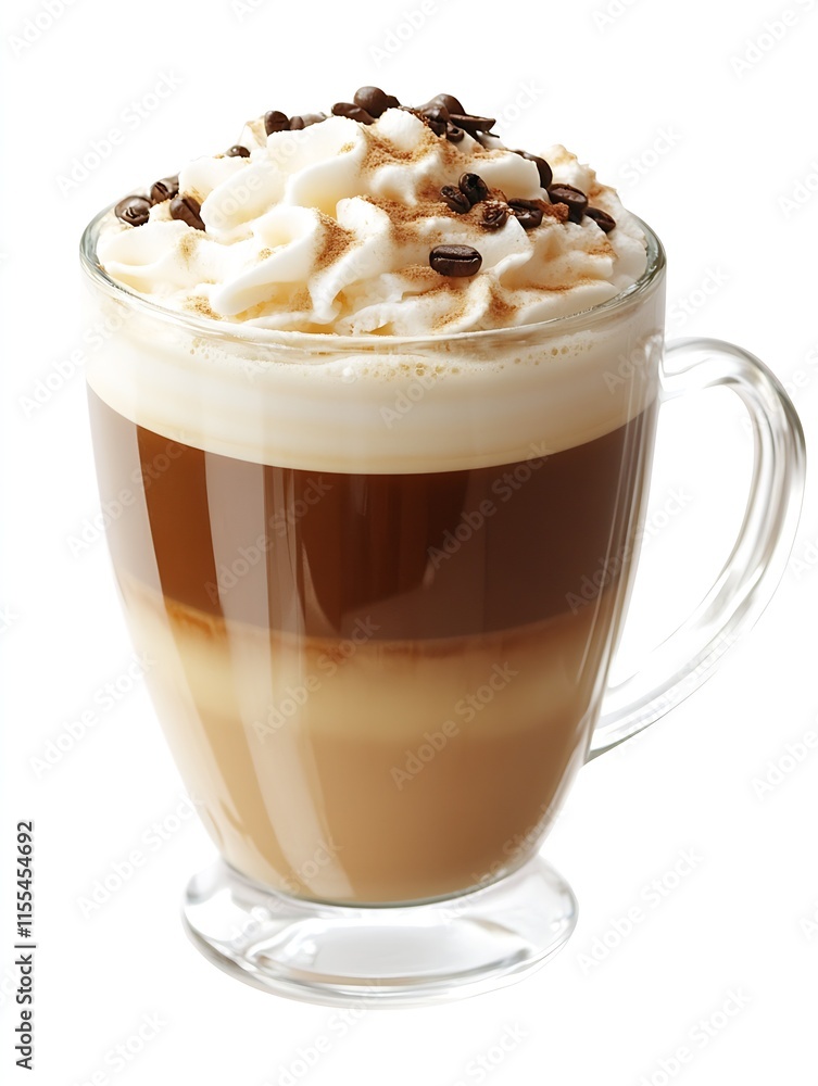 Delicious Layered Mocha with Whipped Cream and Coffee Beans in Clear Mug : Generative AI Delicious Layered Mocha with Whipped Cream and Coffee Beans in Clear Mug : Generative AI