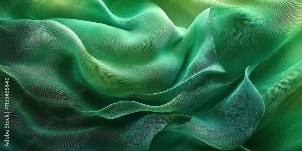 Lush tropical green silk folds, vibrant and fresh textures with subtle shimmer, energizing abstract background for eco projects. Lush tropical green silk folds, vibrant and fresh textures with subtle shimmer, energizing abstract background for eco projects.