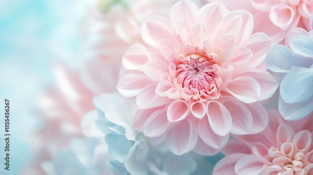 Soft Pink Dahlia Bloom With Delicate Petals Enhancing Spring Decor : Generative AI Soft Pink Dahlia Bloom With Delicate Petals Enhancing Spring Decor : Generative AI