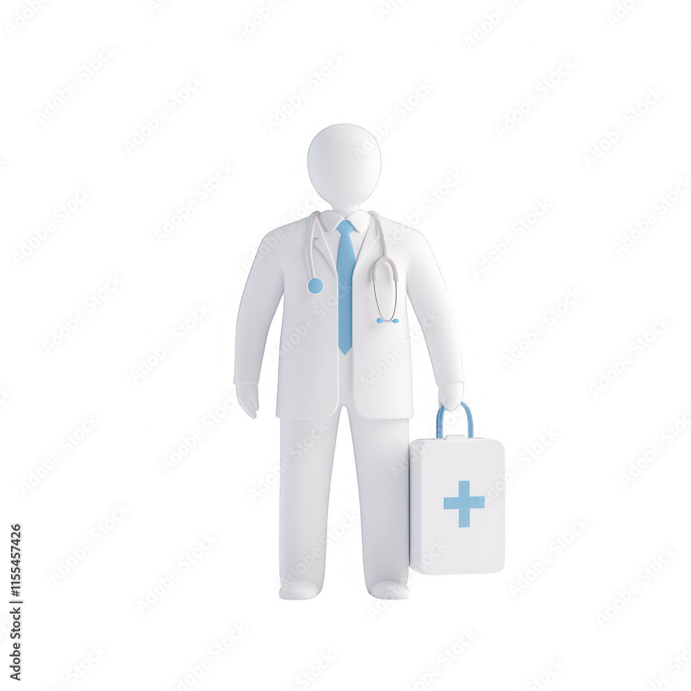 A doctor with a stethoscope and medical bag ready for patient care and support., isolated on a transparent background. A doctor with a stethoscope and medical bag ready for patient care and support., isolated on a transparent background.