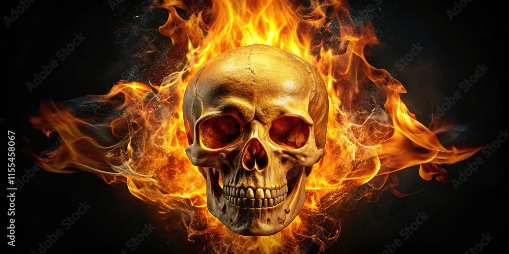 Flaming Skull Bird's Eye View, Burning Skull, Fiery Skull, Isolated Skull, Black Background, Skull , Infernal Skull Flaming Skull Bird's Eye View, Burning Skull, Fiery Skull, Isolated Skull, Black Background, Skull , Infernal Skull
