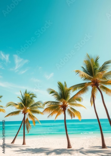 Wallpaper Mural Beach Wallpaper of Palm trees on sunny beach and turquoise sea beach wallpaper summer wallpaper beach background tropical nature Torontodigital.ca