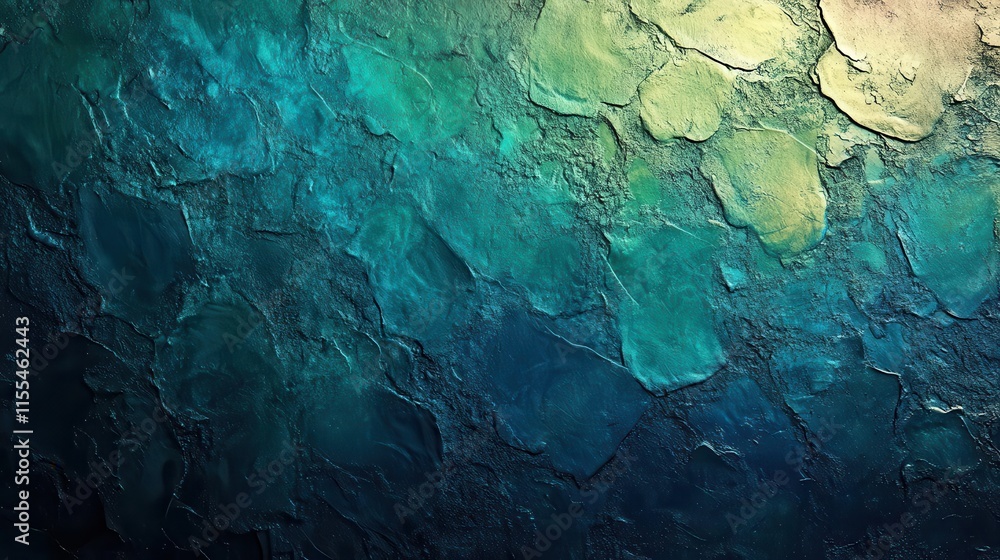 Naklejka premium Bright teal turquoise lime green gradient. Neon metallic shimmer. Rough grain texture for vibrant futuristic aesthetics.