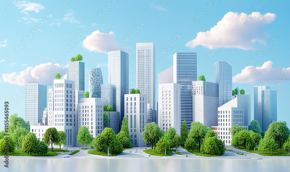 Fototapeta premium City modern technology background, skyline building architecture modern concept design background 