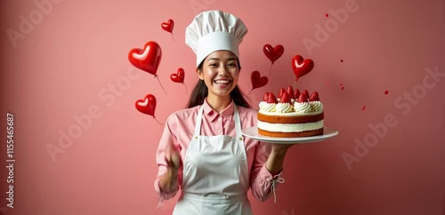 chief woman with birthday cake