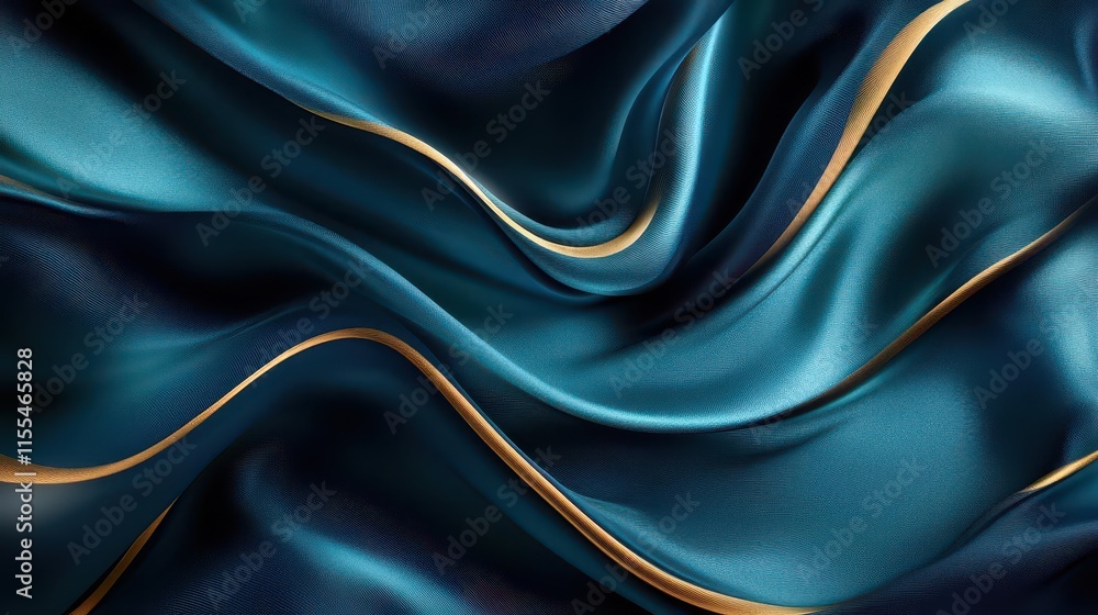 Obraz premium Black dark aqua teal jade green silk satin. Elegant folds. Glitter shine shimmer texture. Luxurious romantic backdrop, perfect for a wedding.