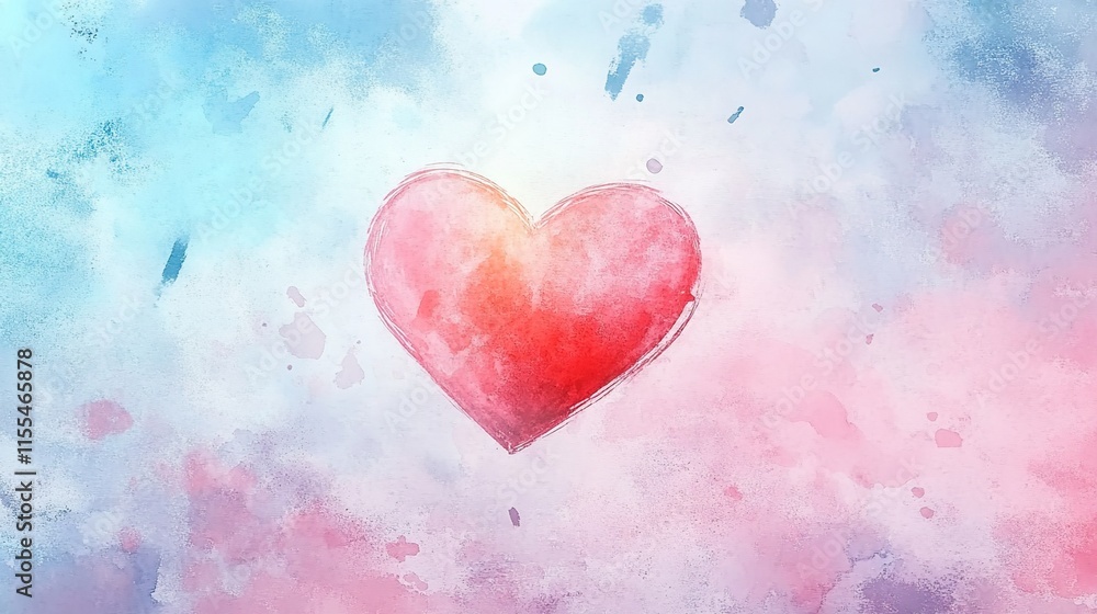 Watercolor heart on a pastel background Watercolor heart on a pastel background
