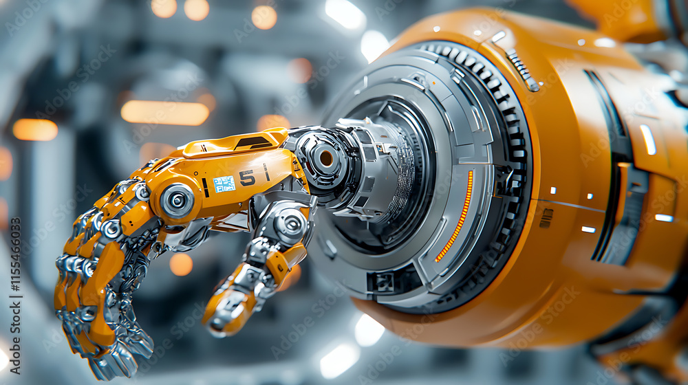 Robotic arm mechanism in futuristic laboratory technology showcase high-tech environment close-up view innovation concept Robotic arm mechanism in futuristic laboratory technology showcase high-tech environment close-up view innovation concept