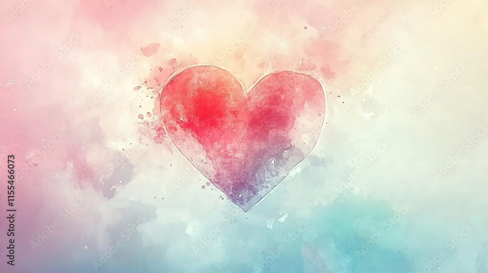 Watercolor heart on a pastel background Watercolor heart on a pastel background