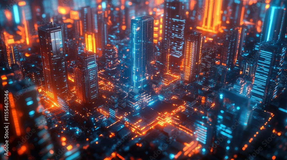 Neon Cityscape: A Futuristic Metropolis at Night Neon Cityscape: A Futuristic Metropolis at Night