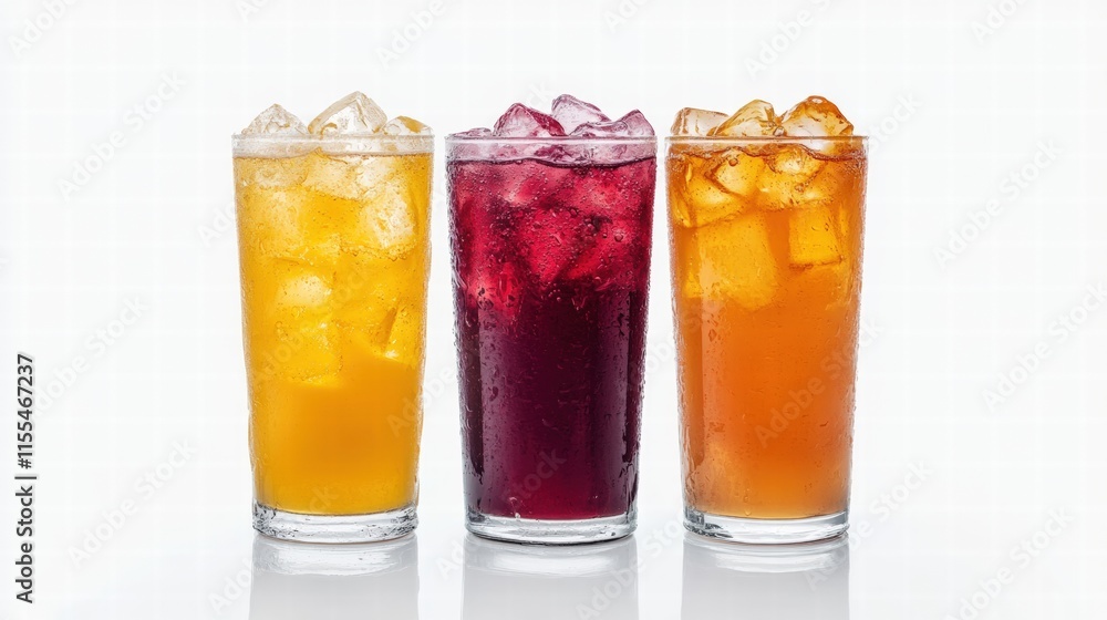 Three glasses of fresh juice isolated on white background Three glasses of fresh juice isolated on white background