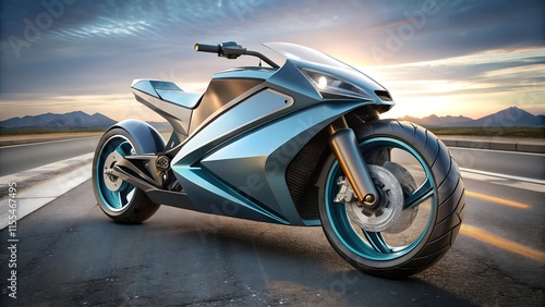 design of modern a motorbike on the road photo