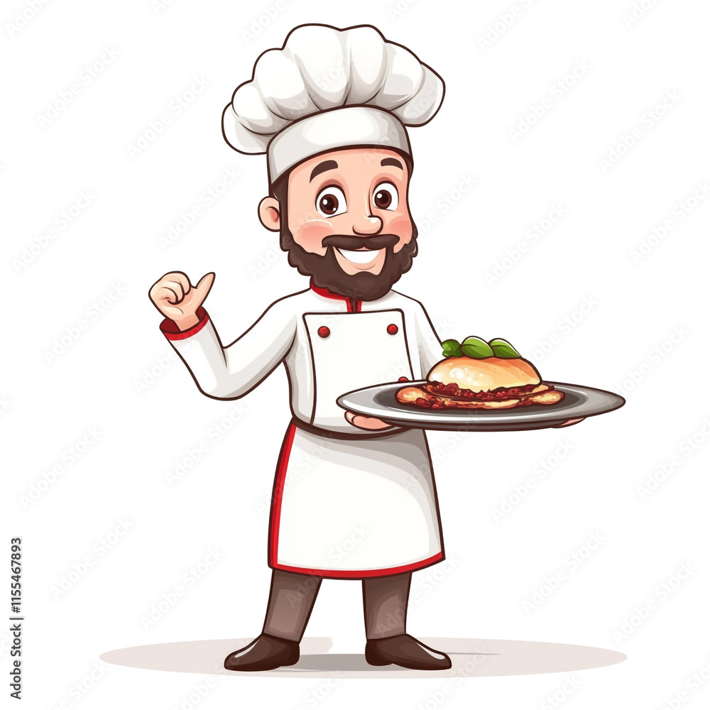 Smiling Chef Presenting Delicious Dish Smiling Chef Presenting Delicious Dish