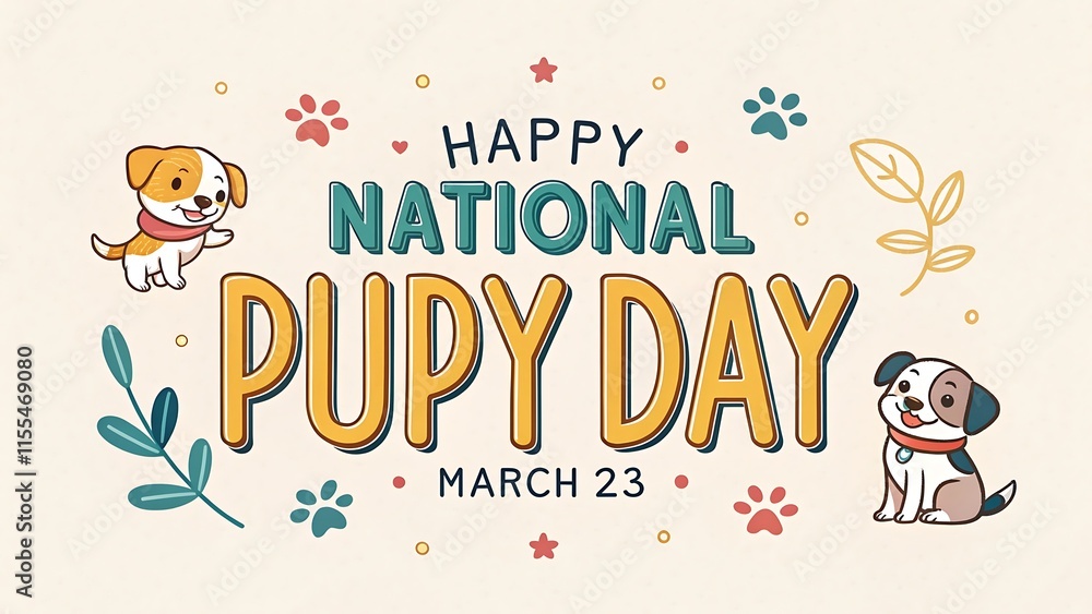 Obraz premium Happy National Puppy Day, March 23