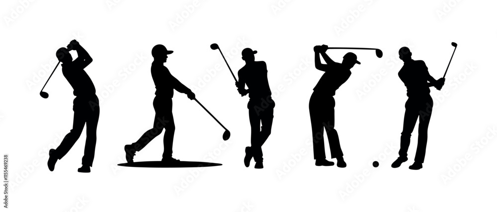 Fototapeta premium Golf Player Silhouette Set Action Swing Motion