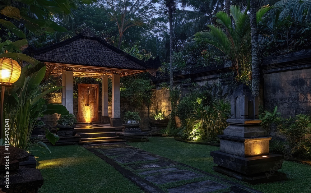 a small garden with grass and plants in front of the house, stone walls, green landscape design a small garden with grass and plants in front of the house, stone walls, green landscape design