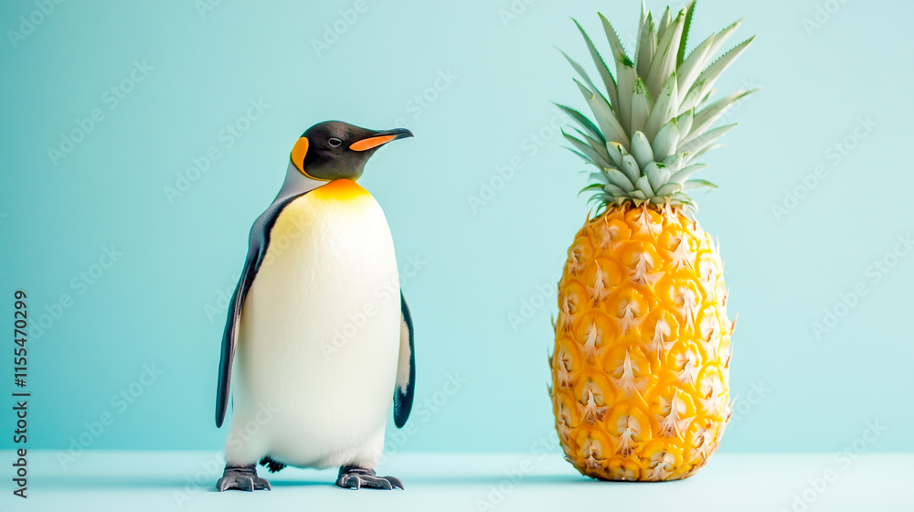 Fototapeta premium Pineapple and Penguin Combination