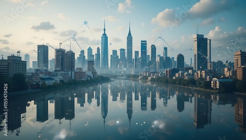 Wallpaper Mural Modern City Skyline Reflected In Calm Water Torontodigital.ca