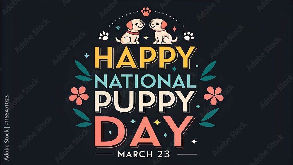 Naklejka premium Happy National Puppy Day, March 23
