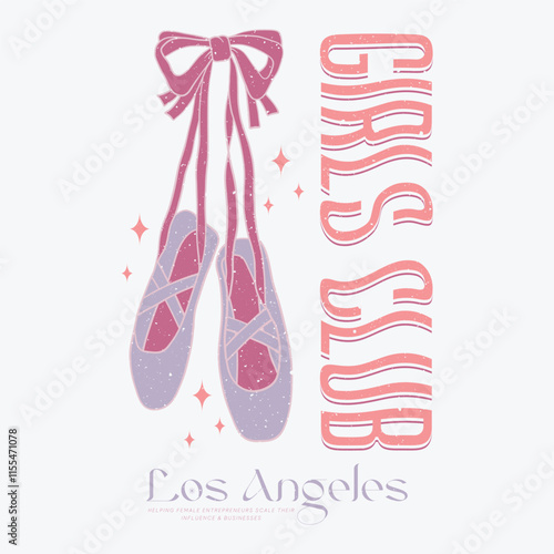 Ballerina shoes Sketchy style with bow graphic tee t shirt or sweatshirt design, woman Cute t-shirt print,vintage poster design, girl fashion, girls print, girl prints t shirt, young girl,style