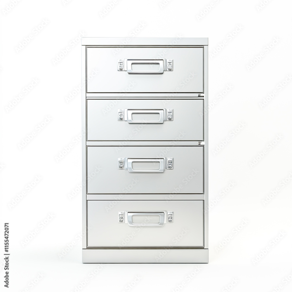 Silver filing cabinet on white background Silver filing cabinet on white background