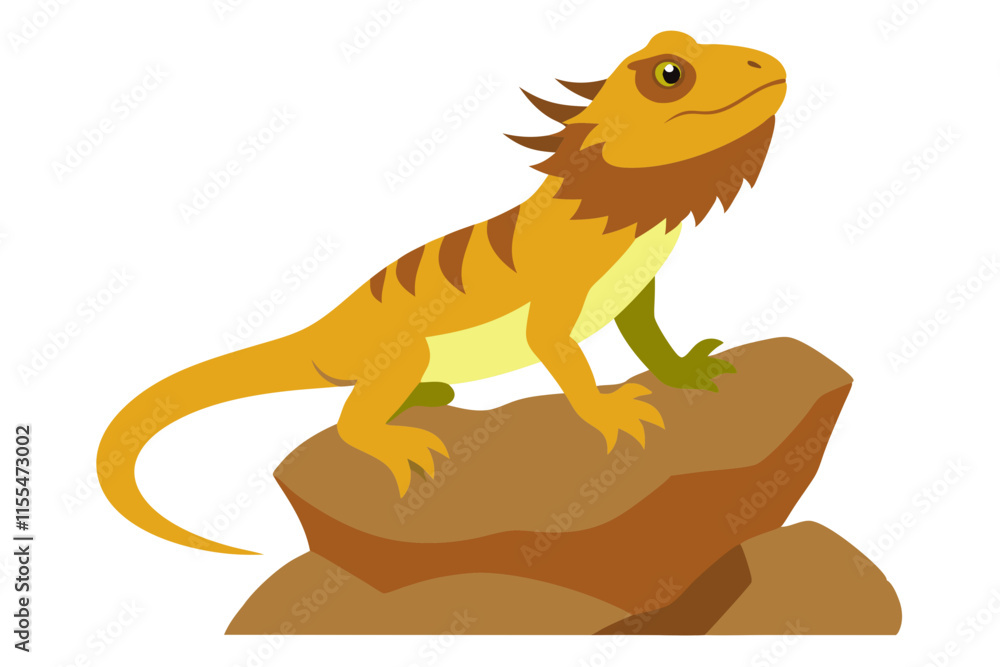 Obraz premium Dragon lizard on rock vector illustration isolated on transparent background