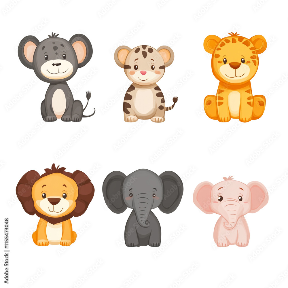 Adorable Baby Animals Collection: Cute Cartoon Lions, Tigers, Elephants, and More! Adorable Baby Animals Collection: Cute Cartoon Lions, Tigers, Elephants, and More!