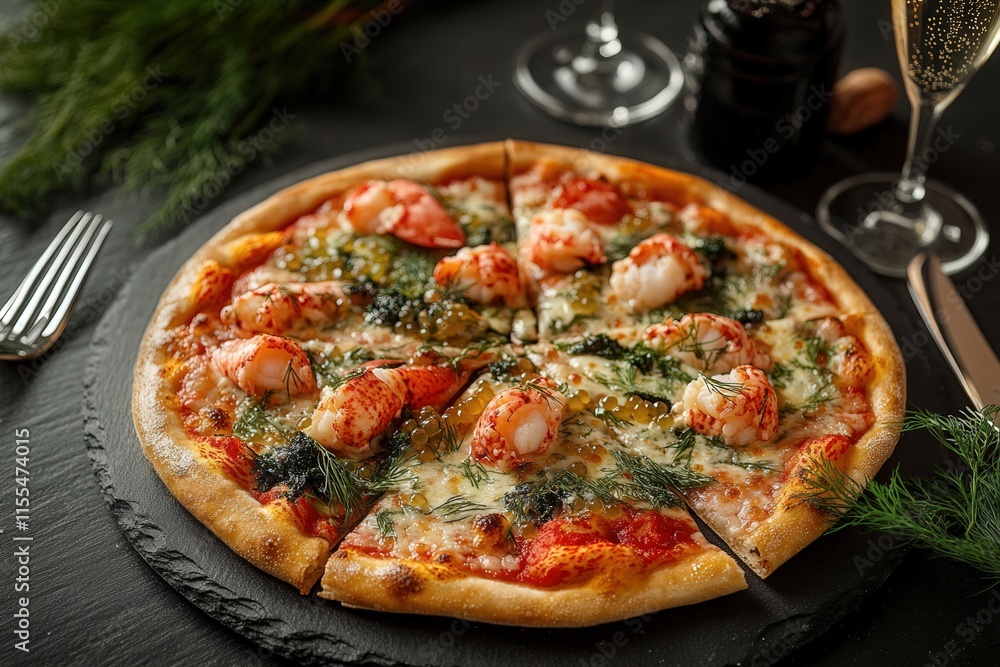 A premium brand campaign image with a gourmet pizza centerpiece, surrounded by gold-edged plates, fine cutlery, and a company logo subtly incorporated in the design A premium brand campaign image with a gourmet pizza centerpiece, surrounded by gold-edged plates, fine cutlery, and a company logo subtly incorporated in the design