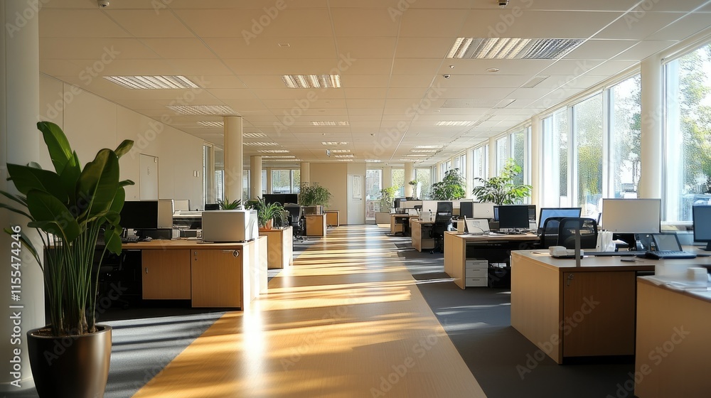 Sunlit Modern Office Interior Design: Spacious Workspace with Natural Light and Minimalist Aesthetics Sunlit Modern Office Interior Design: Spacious Workspace with Natural Light and Minimalist Aesthetics