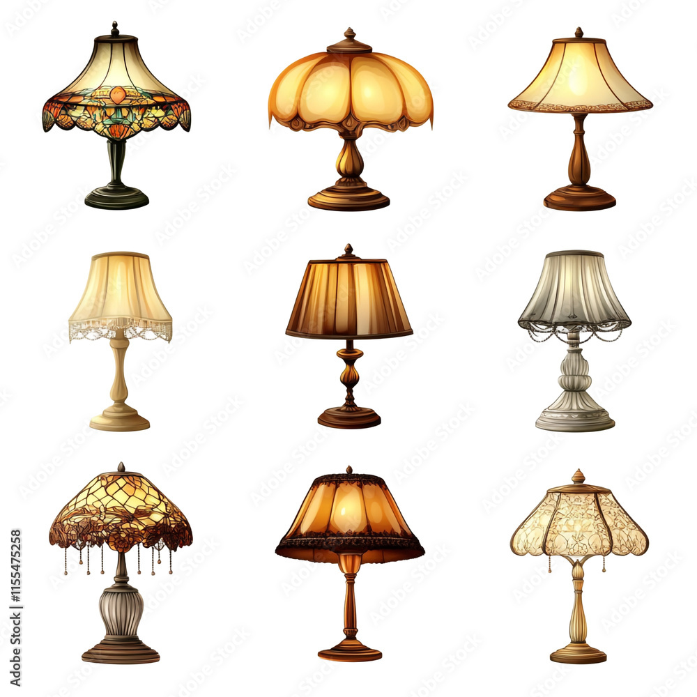 Obraz premium Collection of Nine Elegant Table Lamps