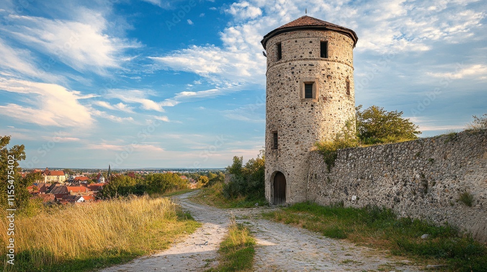 Ancient Stone Tower in a Historic Town Ancient Stone Tower in a Historic Town