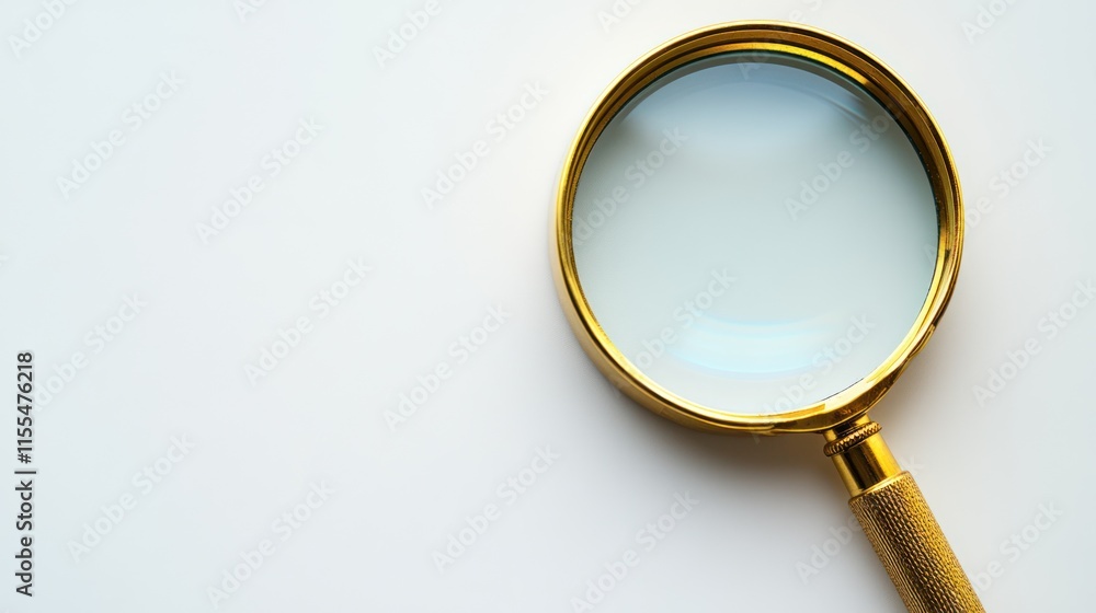 Gold magnifying glass on white background. (2) Gold magnifying glass on white background. (2)