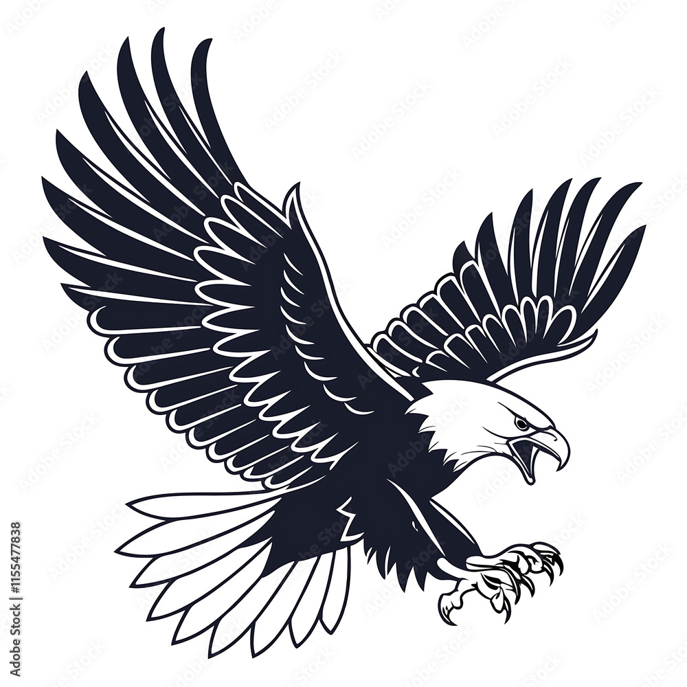 Obraz premium An elegant eagle head silhouette logo icon against a clean white backdrop