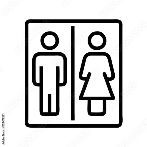 Line art restroom sign icon illustration on transparent background
