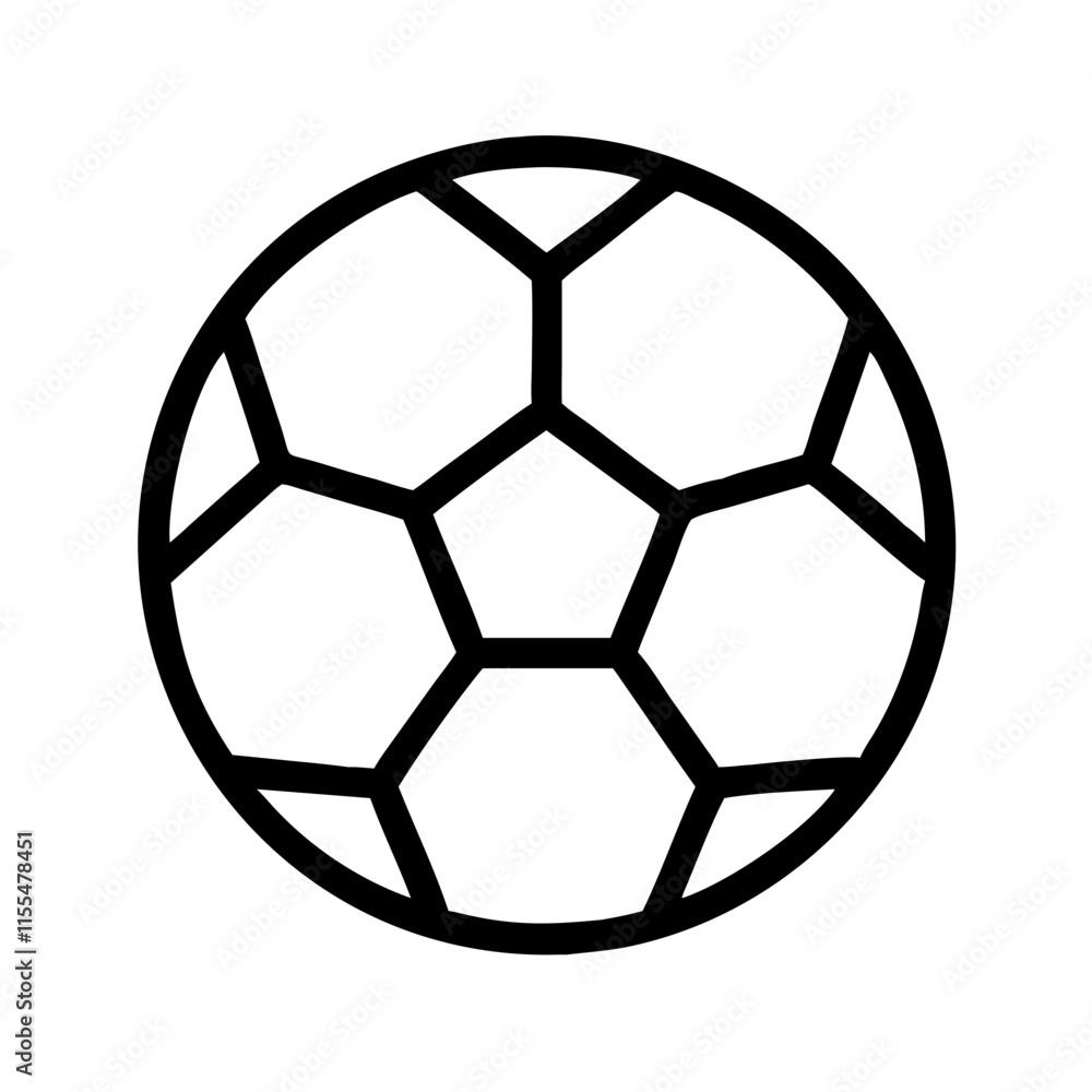 Line art soccer ball icon illustration on transparent background
