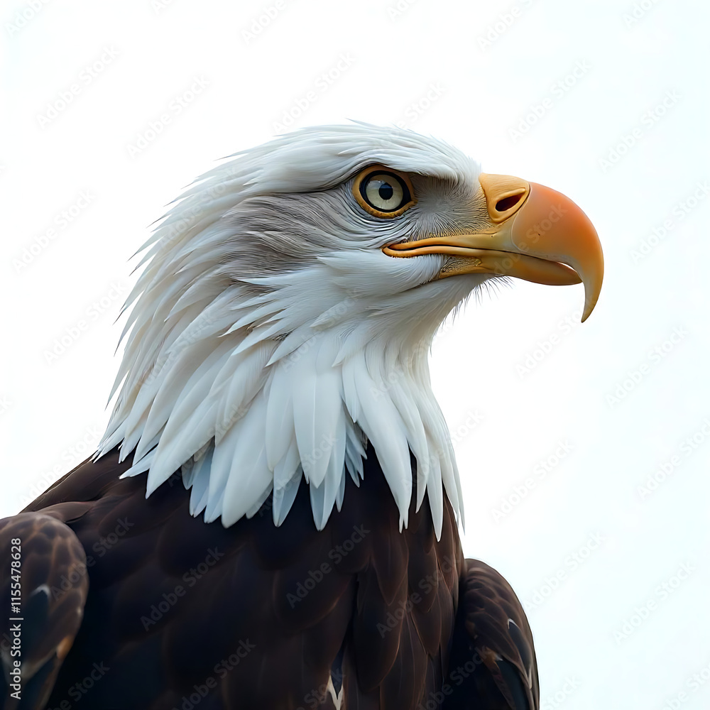 Fototapeta premium An elegant eagle head silhouette icon set against a clean white backdrop 