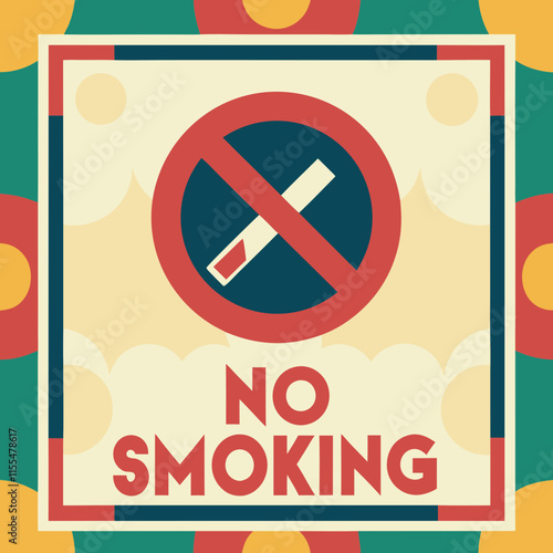 No Smoking sign illustration with colorful background and clear message
