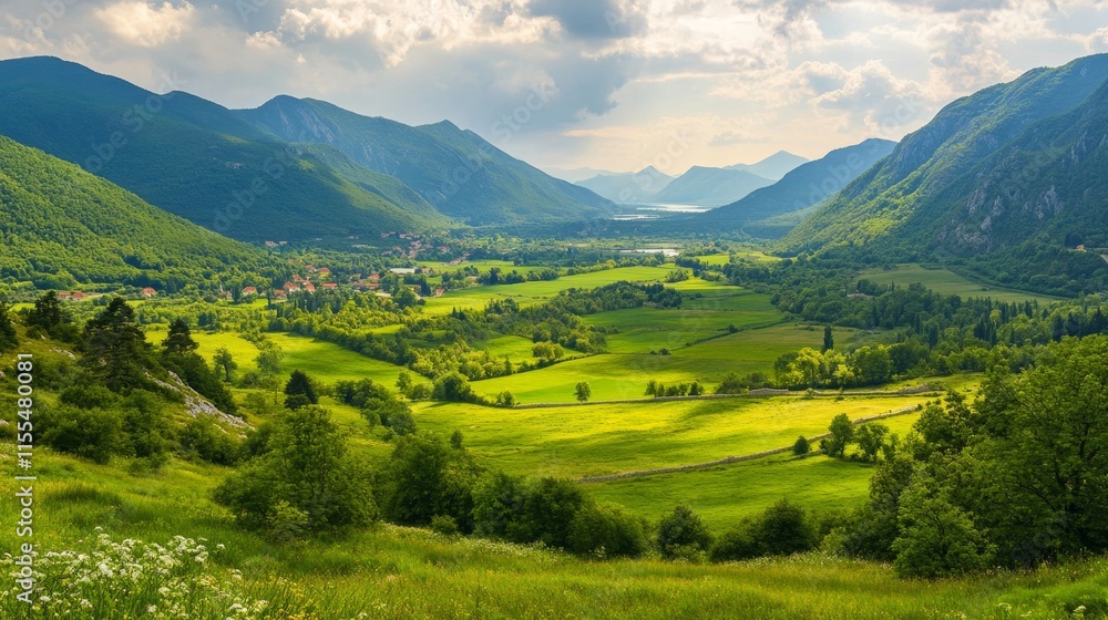 Obraz premium Majestic Mountain Valley Landscape