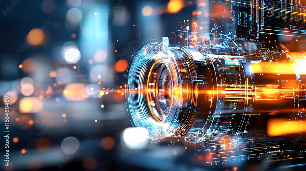 Fototapeta premium Dynamic technology visualization digital environment abstract design futuristic perspective creative concept