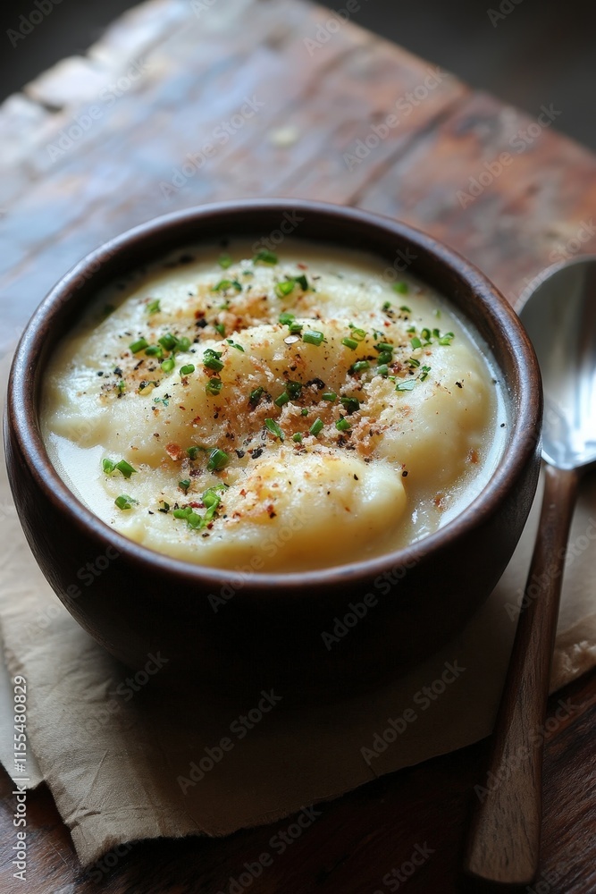 Creamy Crock Pot Potato Soup with Crispy Toppings and Fresh Chives in a Rustic Bowl on a Wooden Table Creamy Crock Pot Potato Soup with Crispy Toppings and Fresh Chives in a Rustic Bowl on a Wooden Table
