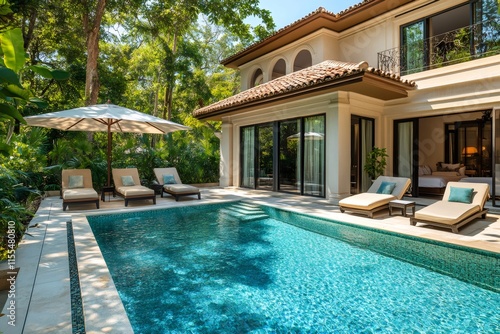 Wallpaper Mural Luxurious villa with private swimming pool surrounded by tropical vegetation Torontodigital.ca