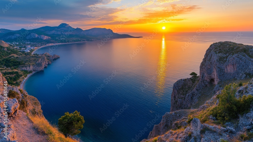 Sunrise Over Coastal Mountains and Sea Sunrise Over Coastal Mountains and Sea