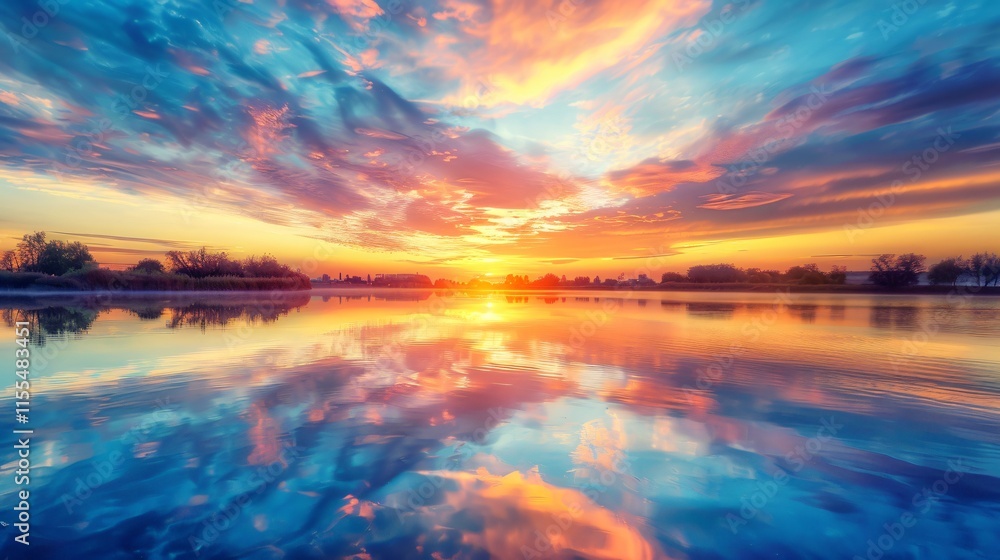 A Beautiful Sunset over the Sea with Amazing Clouds A Beautiful Sunset over the Sea with Amazing Clouds