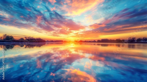 A Beautiful Sunset over the Sea with Amazing Clouds