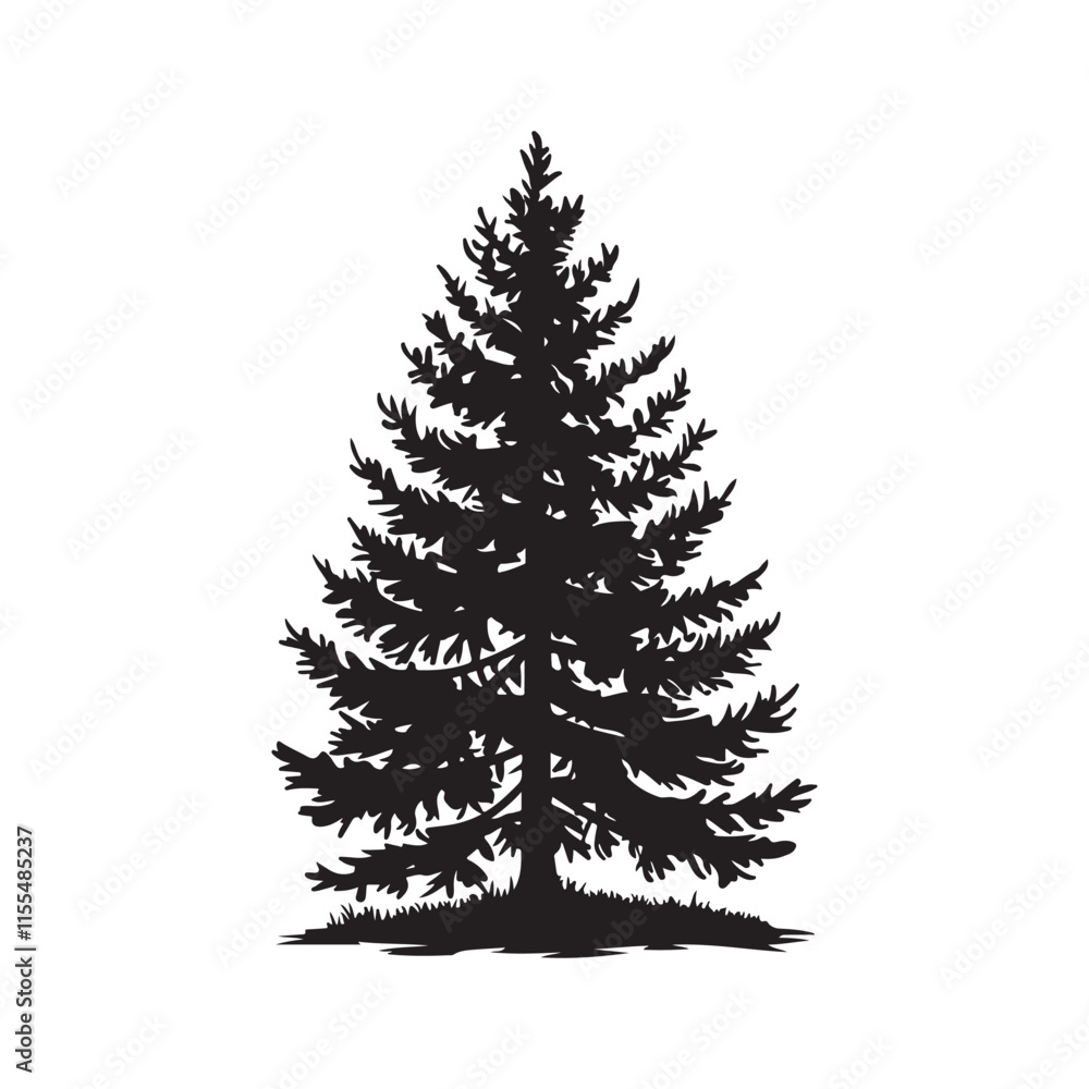 Obraz premium Pino tree silhouette vector illustration