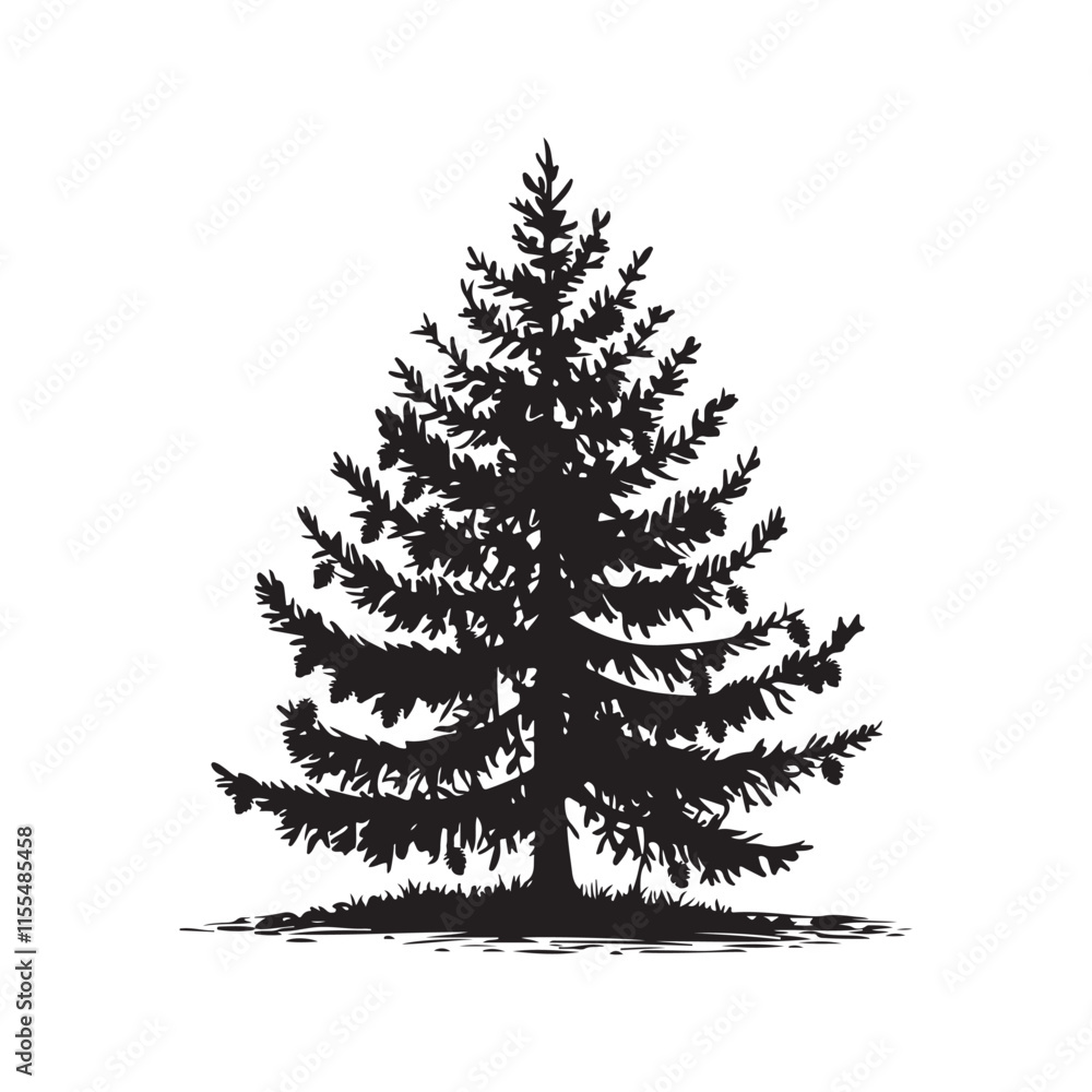 Obraz premium Pino tree silhouette vector illustration