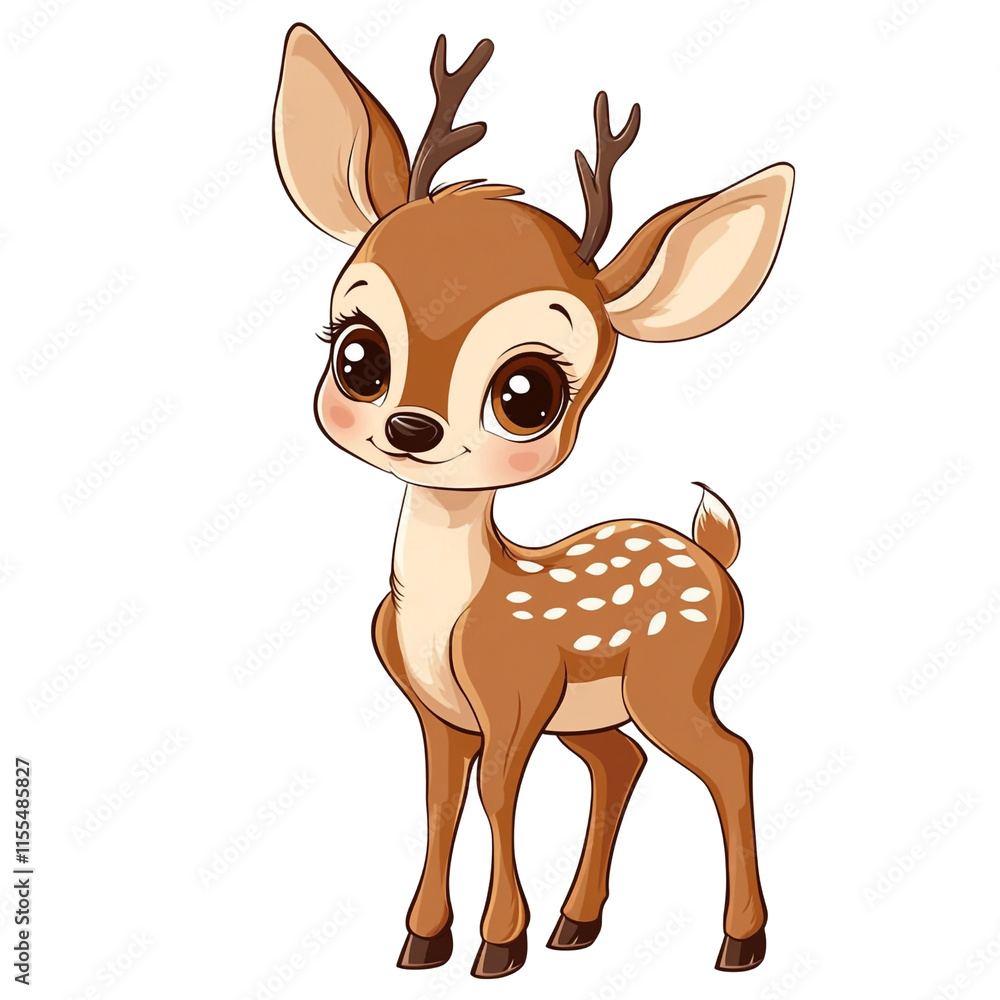 Adorable Baby Fawn Illustration: A Cute Cartoon Deer Adorable Baby Fawn Illustration: A Cute Cartoon Deer