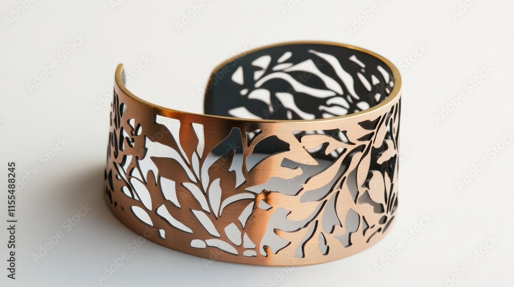 Naklejka premium Elegant Laser Cut Cuff Bracelet with Intricate Patterns