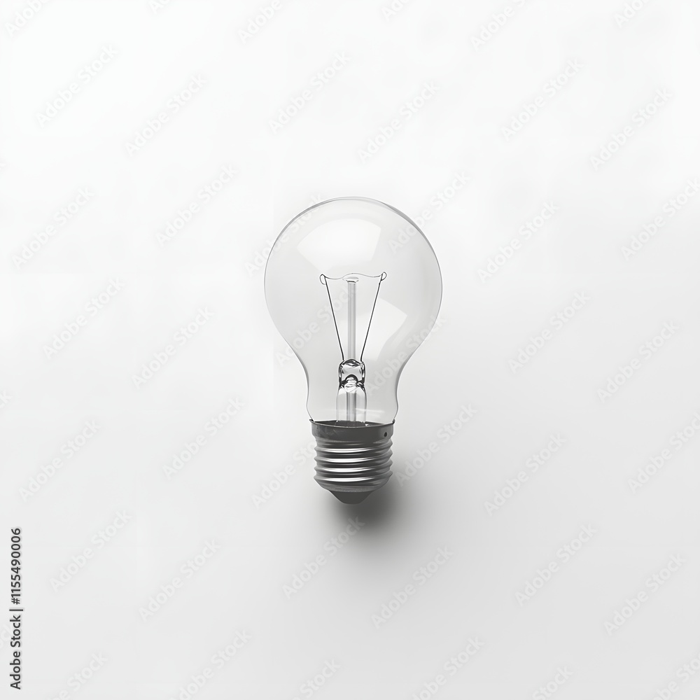 Single clear light bulb against plain white background Single clear light bulb against plain white background